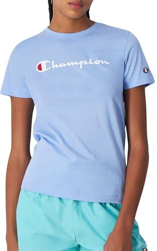 Champion Legacy Icons W S/S Crewneck T-Shirt, Celeste, XL Donna SS24