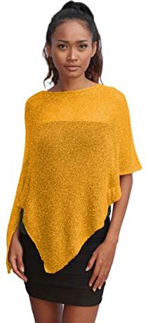 Unique Poncho Coprispalle da Donna Elegante da Cerimonia o Sera Poncho Donna in Rete di Viscosa Termica con Essenza di Fiore di Ciliegio (Ocra)