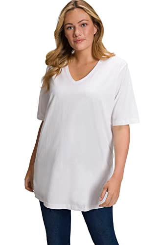 ULLA POPKEN T-Shirt, V-Ausschnitt, Bianco, 64-66 Donna