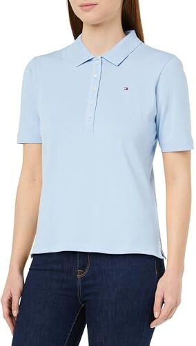 Tommy Hilfiger 1985 Reg Pique Polo SS  Maniche Corte, Blu (Well Water), XXS Donna