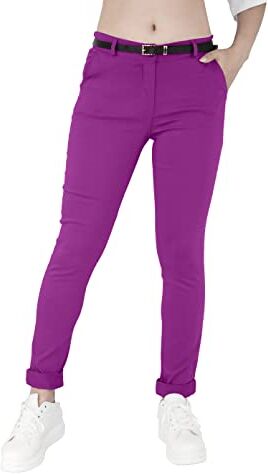 JOPHY & CO. Pantalone Elasticizzato Donna Chino con Cintura (cod. ) (Prugna, 2XL)