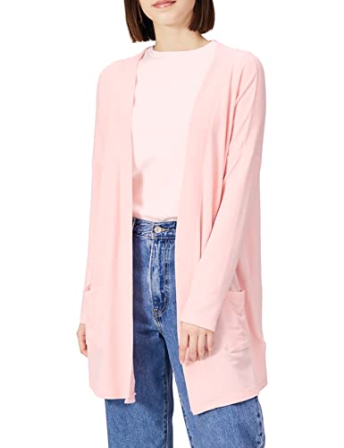 Amazon Essentials Cardigan Aperto sul Davanti in Spugna per Tempo Libero Leggero con vestibilità Classica Donna, Rosa Chiaro, XS