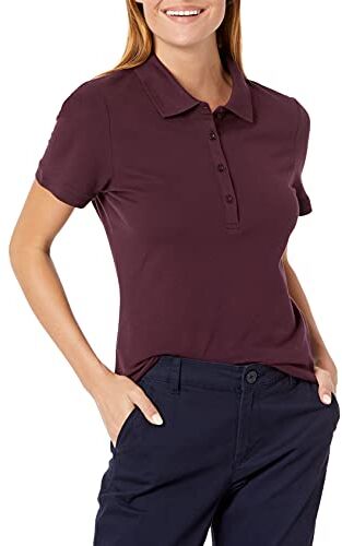 Amazon Essentials Polo A Manica Corta (Taglie Forti Disponibili) Donna, Bordeaux, XL