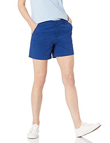Amazon Essentials Pantaloncini Corti Color Kaki con Cucitura Interna da 12,7 cm a Vita Medio Alta (Disponibili nelle Taglie Normali e Forti) Donna, Blu, 46