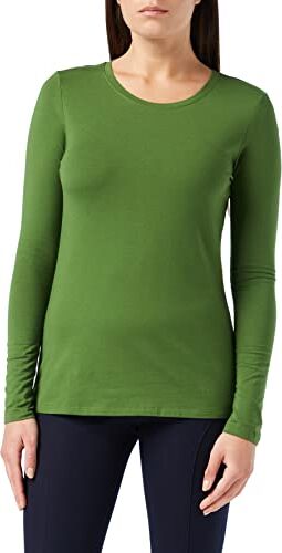 Amazon Essentials T-Shirt Girocollo a Maniche Lunghe con vestibilità Classica (Taglie Forti Disponibili) Donna, Verde, XS