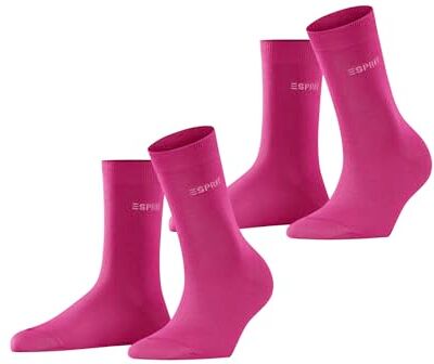 Esprit Uni 2-Pack W SO cotone tinta unita confezione di 2 paia, Calzini Donna, Rosa (Hot Pink 8768), 39-42