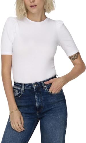 Only Onllive Love 2/4-Top Pufftop Jrs Noos Top, Bianco, S Donna