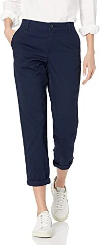 Amazon Essentials Pantaloni Corti Slim-Fit a Vita Medio Alta con Gamba Affusolata Color Kaki Donna, Blu Marino, 50