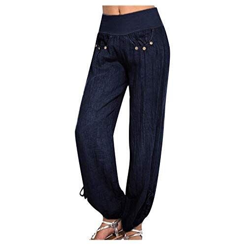 NOAGENJT pantaloni trekking donna pantaloni donna comodi taglie forti pantaloni donna felpati pesanti jeans a zampa donna anni 70 jeans elasticizzati donna neri L 6.99