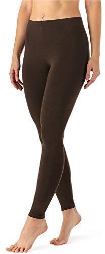 Merry Style Leggings Lunghi Donna in Viscosa con Elastan Ampia Pantaloni Donna Banda Elastica Leggins Donna per Casa Palestra Tempo Libero MS10-143 (Marrone, XS)