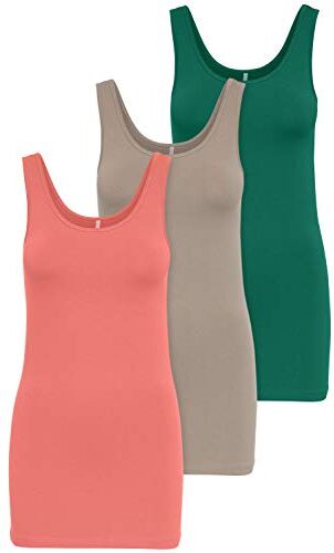 Only Pacco da 3 Top da Donna Canotte Basic in Bianco, Nero, Grigio, Blu, Crema Maglietta da Donna Lunga Magliette estive Top