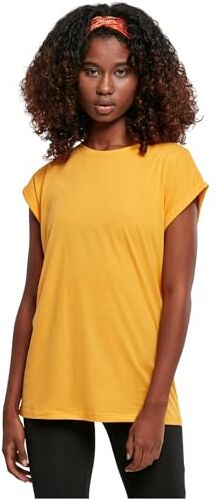 Urban Classics t-shirt da Donna con Manica Arrotolata, Maglietta a Maniche Corte da Donna in Cotone, Tee Shirt con Scollo Rotondo e Spalle Arrotondate, Colore: Rosso Ciliegia, Taglia: XXL