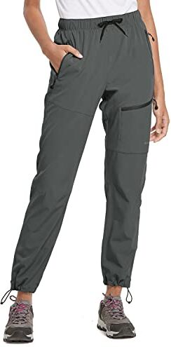 BALEAF Pantaloni Trekking Donna UPF 50+ Asciugatura Rapida Pantaloni Cargo Donna Traspiranti Impermeabile Grigio S