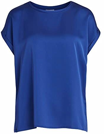 Vila Viellette S/S Satin Top/su-Noos T-Shirt, Mazarine Blue, 42 Donna