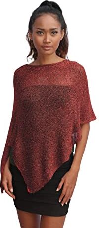 Unique Poncho Coprispalle da Donna Elegante da Cerimonia o Sera Poncho Donna in Rete di Viscosa Termica con Essenza di Fiore di Ciliegio (Bordeaux Oro)