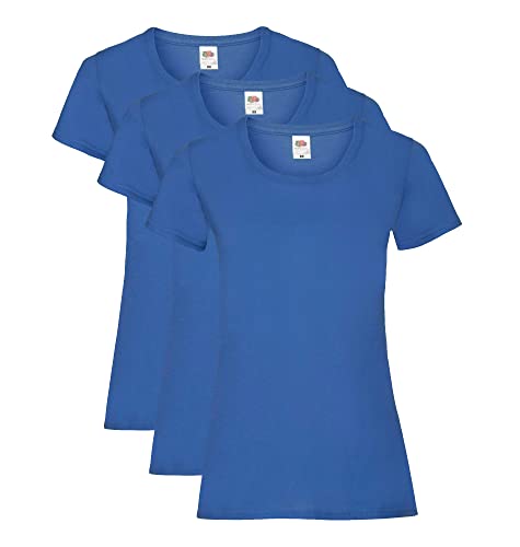 Fruit of the Loom Valueweight T-Shirt Confezione da 3 T-Camicia, Blu (Blu Reale), M Donna