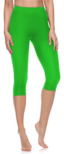 Merry Style Leggings Donna 3/4 Pantaloni Capri Morbidi e Confortevoli Leggins Donna in Cotone Traspirante Elastici e Delicati sulla Pelle Sensibile MS10-199 (Verde,XL)