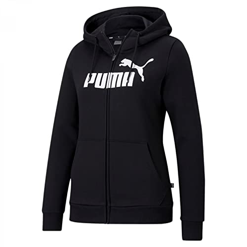 Puma Ess Logo Full-Zip Ho Maglione Donna, Donna, maglia, 586806-01, nero , S