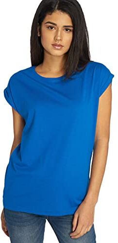 Urban Classics t-shirt da Donna con Manica Arrotolata, Maglietta a Maniche Corte da Donna in Cotone, Blu, L