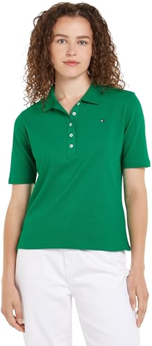 Tommy Hilfiger 1985 Reg Pique Polo SS  Maniche Corte, Verde (Olympic Green), XXS Donna