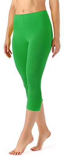 Merry Style Leggings 3/4 Pantaloni Capri Donna  (Verde, XS)