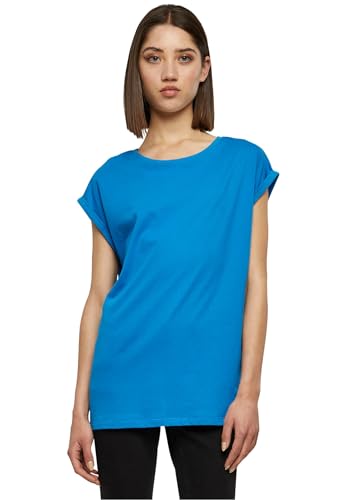 Urban Classics t-shirt da Donna con Manica Arrotolata, Maglietta a Maniche Corte da Donna in Cotone, Tee Shirt con Scollo Rotondo e Spalle Arrotondate, Colore: Rosso Ciliegia, Taglia: XXL