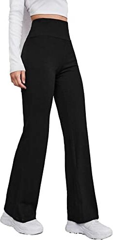 MCA Pantaloni Donna Campana Aderenti Zampa Elefante Elasticizzati (as6, Alpha, x_s, Regular, Regular, Nero Caldo Cotone (Felpato Invernale), XS)