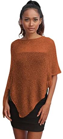 Unique Poncho Coprispalle da Donna Elegante da Cerimonia o Sera Poncho Donna in Rete di Viscosa Termica con Essenza di Fiore di Ciliegio (Rusty)