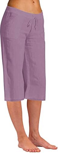 Eauptffy Pantaloni Pinocchietto Donna Estivi Pantaloni Lunghi Elastici in Lino di Cotone Tinta Unita Moda Donna Pantaloni da Spiaggia per Il Tempo Libero Pantaloni Corti Pantaloni Snellenti A Gamba Larga