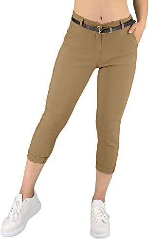 JOPHY & CO. Pantalone Donna Chino 3/4 con Cintura (cod. 3013) (Camel, 3XL)