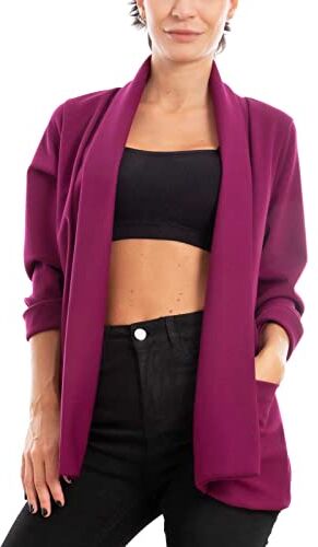 Toocool Blazer Donna Giacca Elegante Casual Basic Monopetto Primavera VI-80021 [Taglia Unica,Viola]