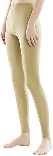 Libella Donne Lungo Leggings colorato Pantaloni con Vita Alta vestibilità Slim Atletico in Cotone 4108 Beige S