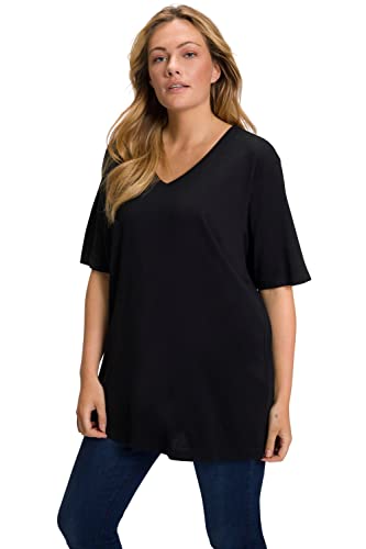 ULLA POPKEN T-Shirt, V-Ausschnitt, Nero (Schwarz 10), 72-74 Donna