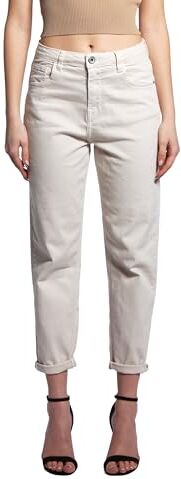 JOPHY & CO. Pantalone Jeans Denim Donna Cinque Tasche in Cotone Elasticizzato (cod.1372) (Beige, M)