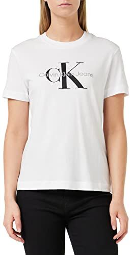 Calvin Klein T-shirt Maniche Corte Donna Core Monologo Scollo Rotondo, Bianco (Bright White), 3XL