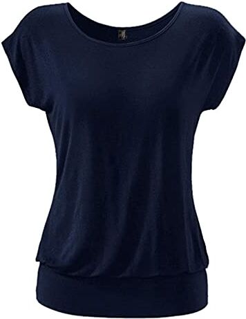 TrendiMax Maglietta Donna Estiva Cotone Magliette Maniche Corte Tee T-Shirt Casual Maglia Primavera Tshirt Blu XL