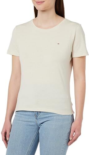 Tommy Jeans TJW SOFT JERSEY TEE, S/S Knit Tops Donna, Beige (Newsprint), S