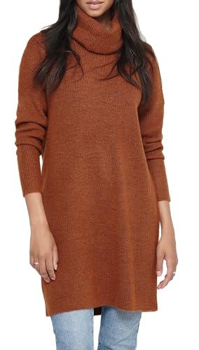 Only Onljana L/S Cowlnck Dress Wool Knt Noos Vestito, Ginger Bread/Detail:w. Melange, XS Donna