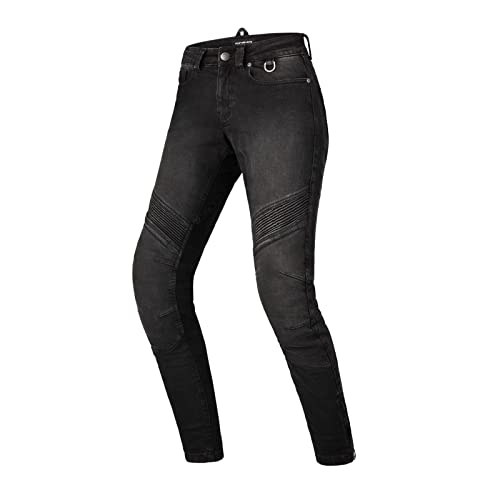 SHIMA JESS Jeans Moto Donna Pantalone Transpirante, Elasticizzati, Vestibilità Regolare con Strato in Kevlar, Protezioni Slim Fit, per Ginocchia e Fianchi (Nero, 26)