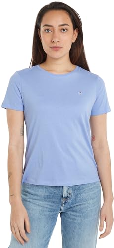 Tommy Jeans Donna T-shirt Maniche Corte TJW Soft Scollo Rotondo, Blu (Moderate Blue), XXS