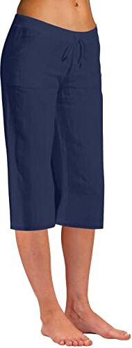 Eauptffy Pantaloni Pinocchietto Donna Estivi Pantaloni Lunghi Elastici in Lino di Cotone Tinta Unita Moda Donna Pantaloni da Spiaggia per Il Tempo Libero Pantaloni Corti Pantaloni Snellenti A Gamba Larga