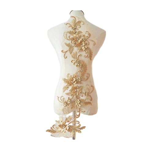 yuwqqoajv Bellissimo abito in pizzo floreale con toppe applicate per abiti da sposa unici. Applicazioni in pizzo eleganti e alla moda, Oro