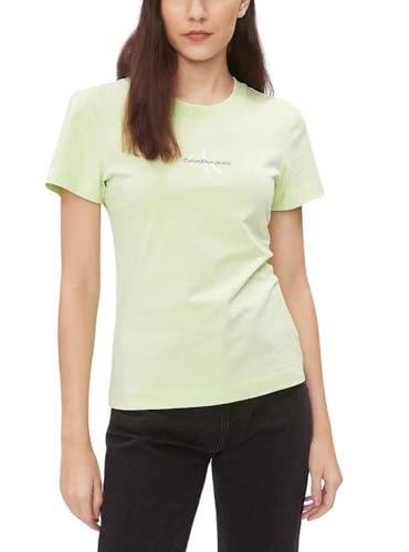 Calvin Klein MONOLOGO Slim Tee J20J222564 Top in Maglia a Maniche Corte, Verde (Exotic Mint), XL Donna