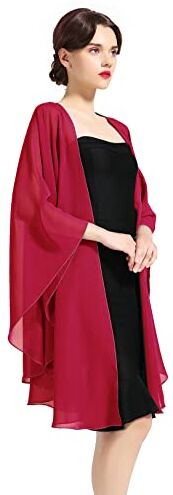 BEAUTELICATE Scialle Donna Elegante Cerimonia Stola Chiffon Sciarpa Coprispalle Estivo per Sposa Matrimonio Festival (Vino Rosso, Taglia Unica)