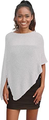 Unique Poncho Coprispalle da Donna Elegante da Cerimonia o Sera Poncho Donna in Rete di Viscosa Termica con Essenza di Fiore di Ciliegio (Bianco)