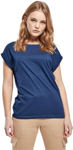 Urban Classics t-shirt da Donna con Manica Arrotolata, Blu (Space Blue), Taglia: L