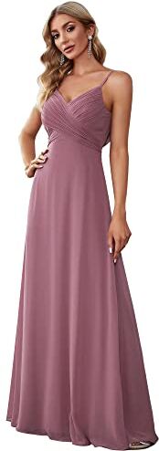 Ever-Pretty Vestiti da Sera Donna Lungo Scollo a V Senza Maniche Linea ad A Chiffon Senza Schienale Orchidea 38