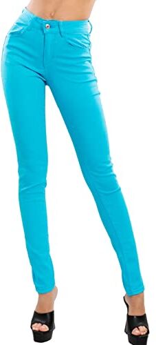 Toocool Jeans Donna Pantaloni Skinny Slim Elasticizzati Aderenti VI-8006 [L,Turchese]