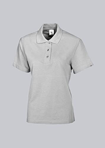 BP -2XL Polo da donna, a mezza maniche, colletto polo con bottoni, 64 cm, 220 g/m2, misto tessuto, colore: grigio chiaro, 2 x 2 cm