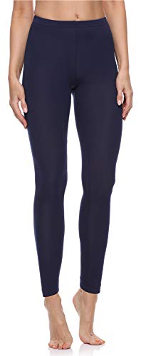 Merry Style Lunghi Leggings Fuseaux Sportivi da Donna Pratico Modello a Vita Alta in Cotone Naturale MS10- (Blu Scuro, XS)